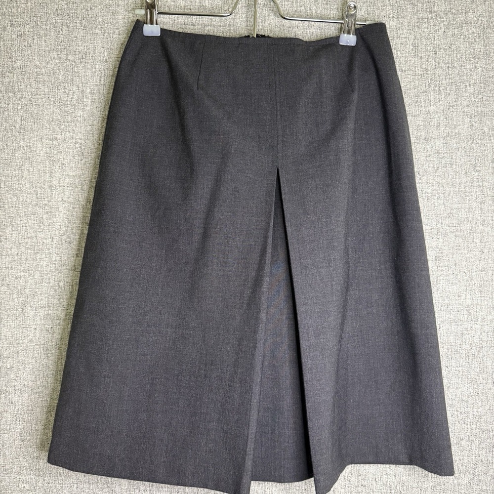 Eddie Bauer Gray A-Line Wool Blend Suit Skirt Front Pleat Stretch Size 6‎ Small